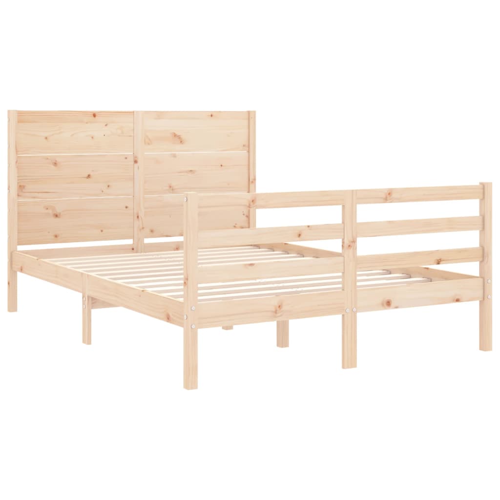 vidaXL Estructura de cama de matrimonio con cabecero madera maciza