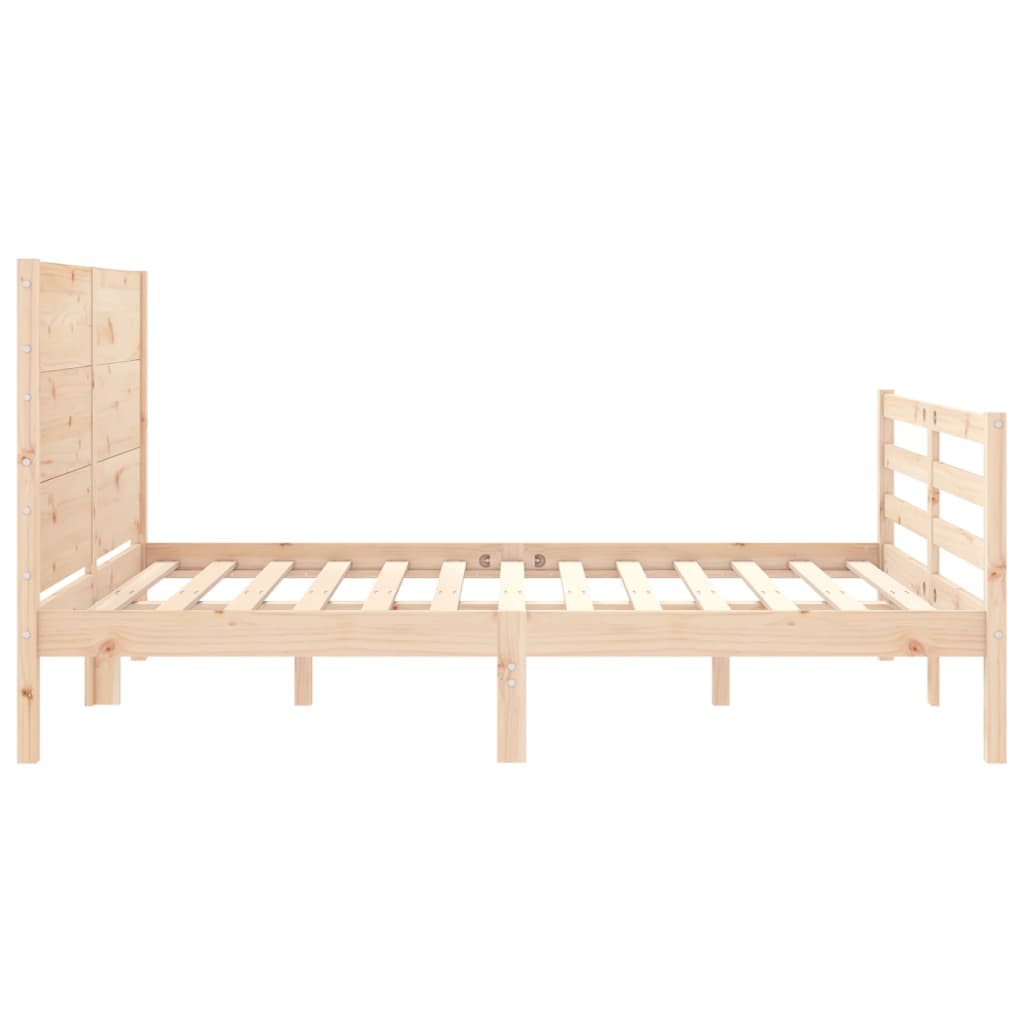 vidaXL Estructura de cama de matrimonio con cabecero madera maciza