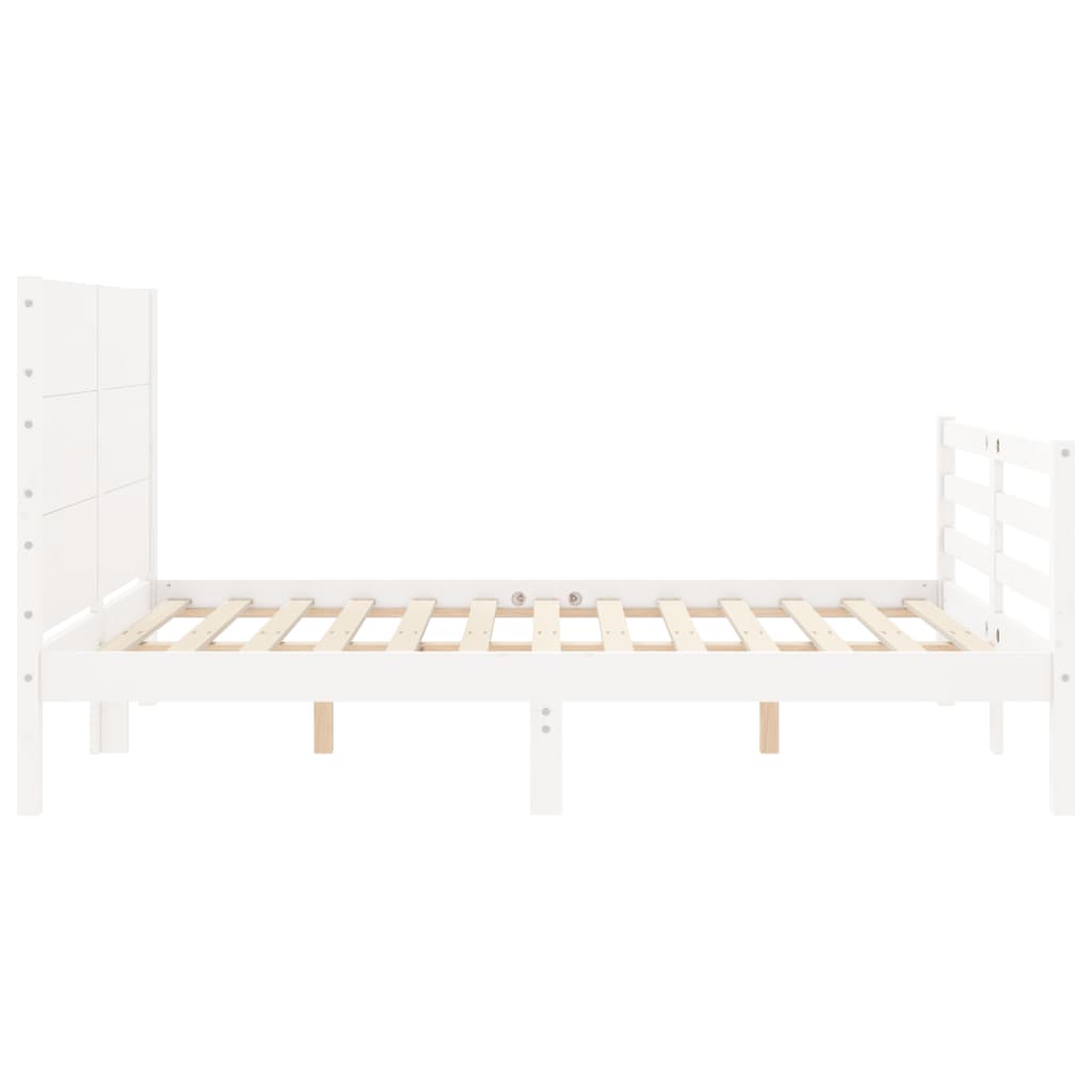 vidaXL Estructura cama de matrimonio con cabecero madera maciza blanco