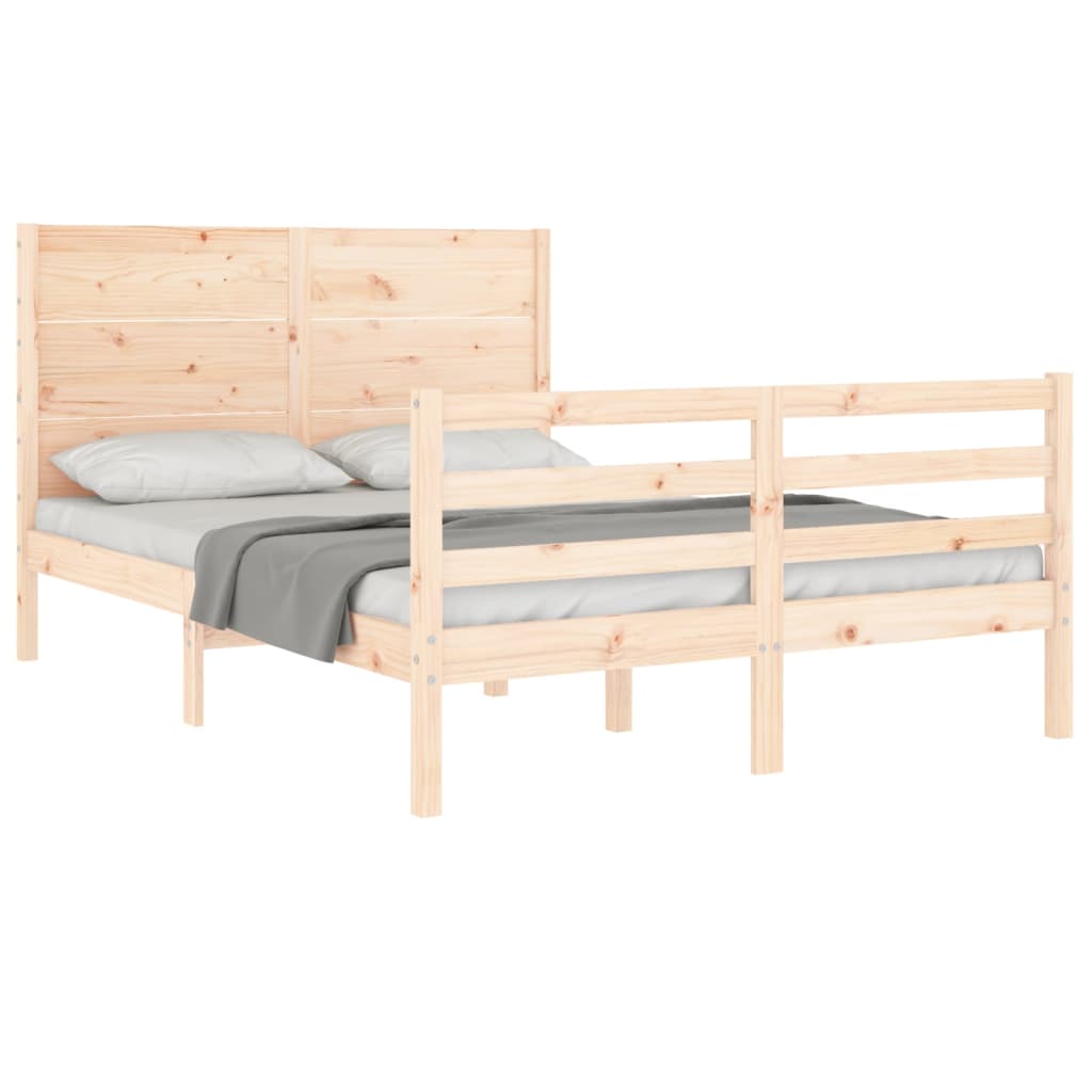 vidaXL Estructura de cama con cabecero madera maciza 140x190 cm