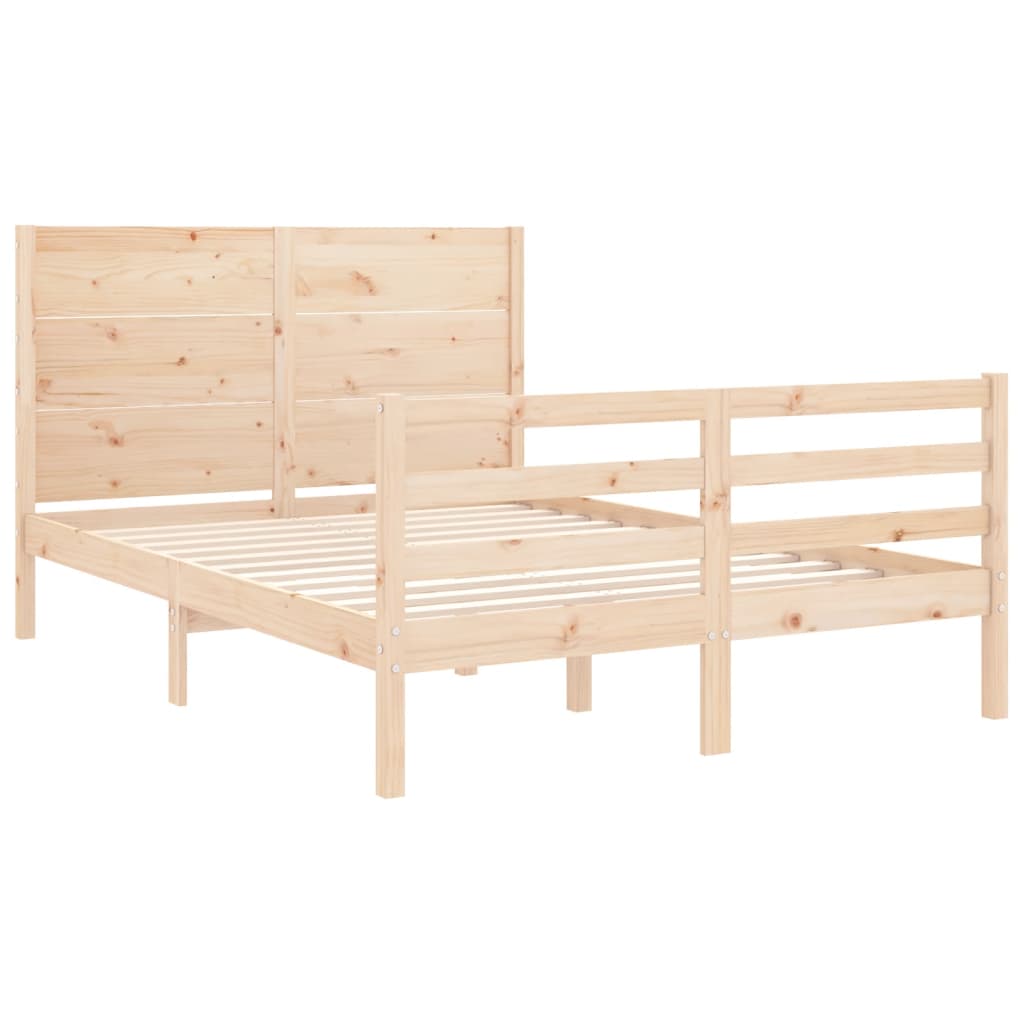 vidaXL Estructura de cama con cabecero madera maciza 140x190 cm