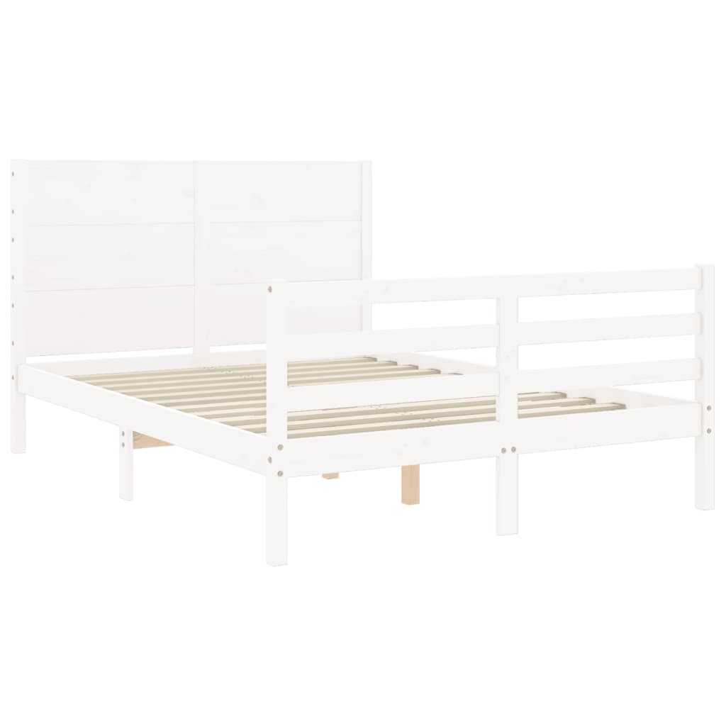 vidaXL Estructura de cama con cabecero madera maciza blanco 140x190 cm