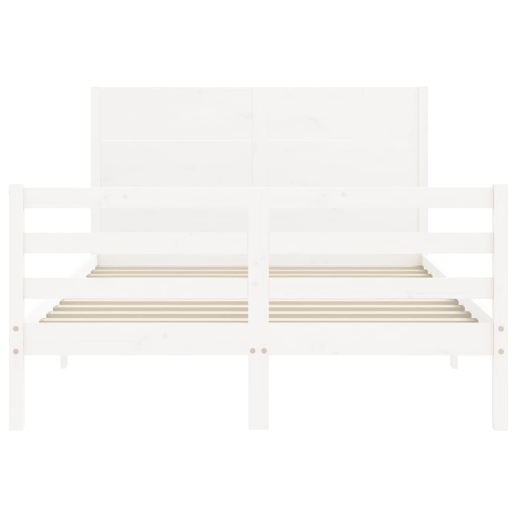 vidaXL Estructura de cama con cabecero madera maciza blanco 140x190 cm