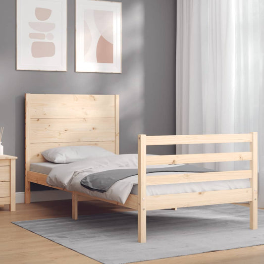 vidaXL Estructura de cama con cabecero madera maciza 100x200 cm