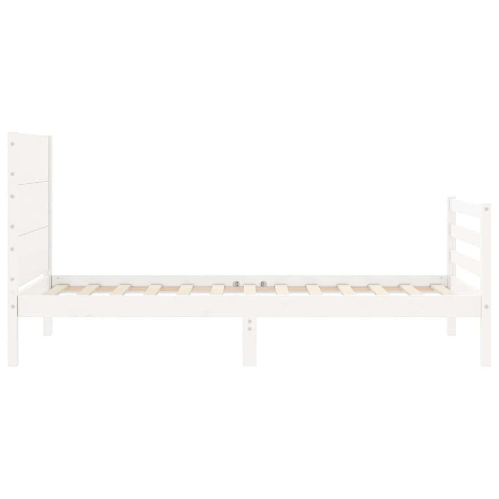 vidaXL Estructura de cama con cabecero madera maciza blanco 100x200 cm