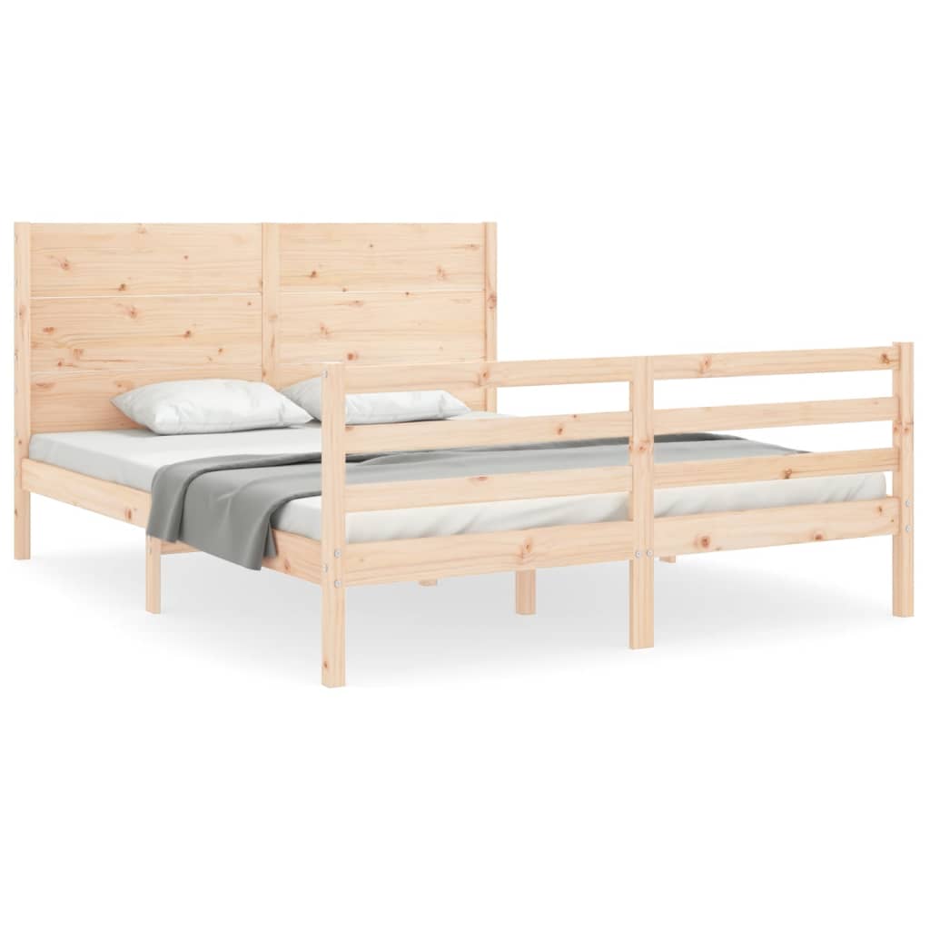 vidaXL Estructura de cama con cabecero madera maciza 160x200 cm