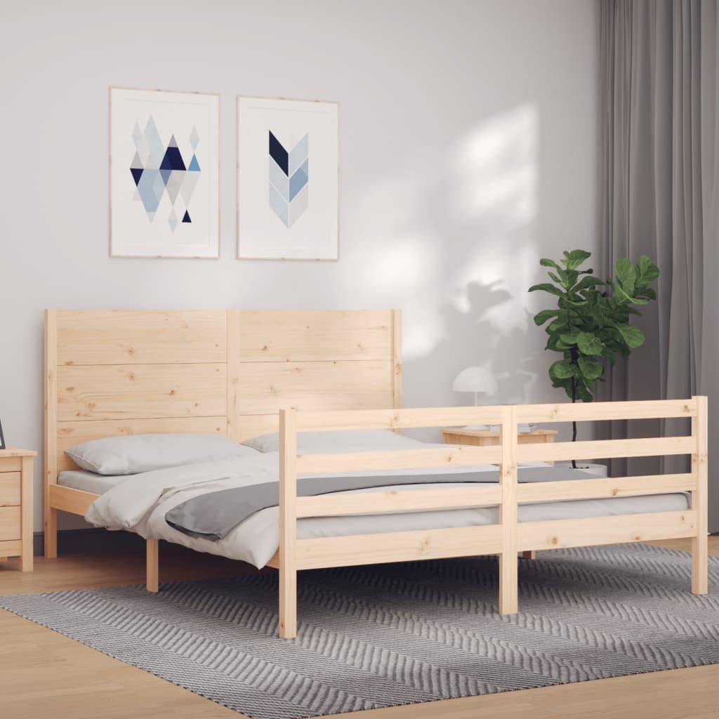 vidaXL Estructura de cama con cabecero madera maciza 160x200 cm