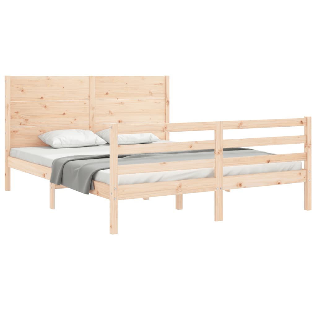 vidaXL Estructura de cama con cabecero madera maciza 160x200 cm