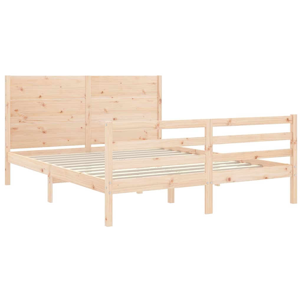 vidaXL Estructura de cama con cabecero madera maciza 160x200 cm