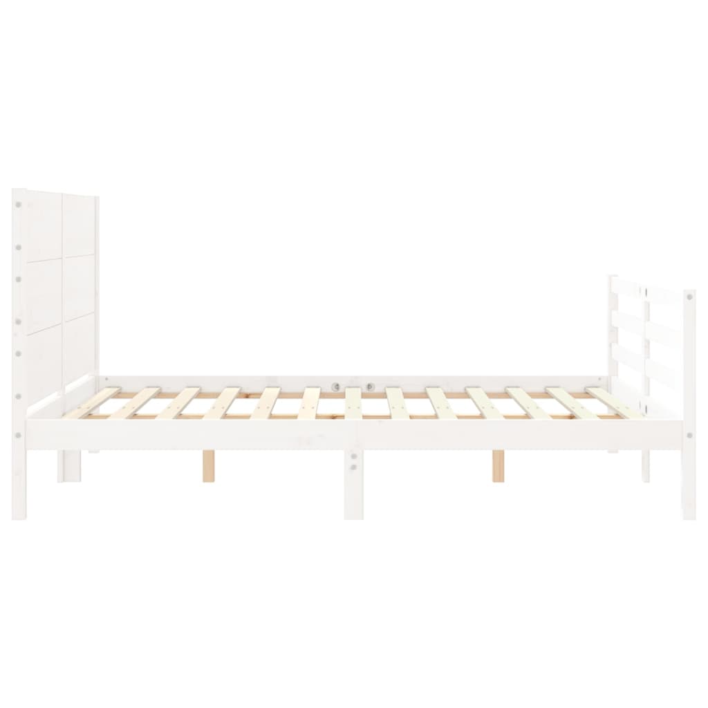 vidaXL Estructura de cama con cabecero madera maciza blanco 160x200 cm