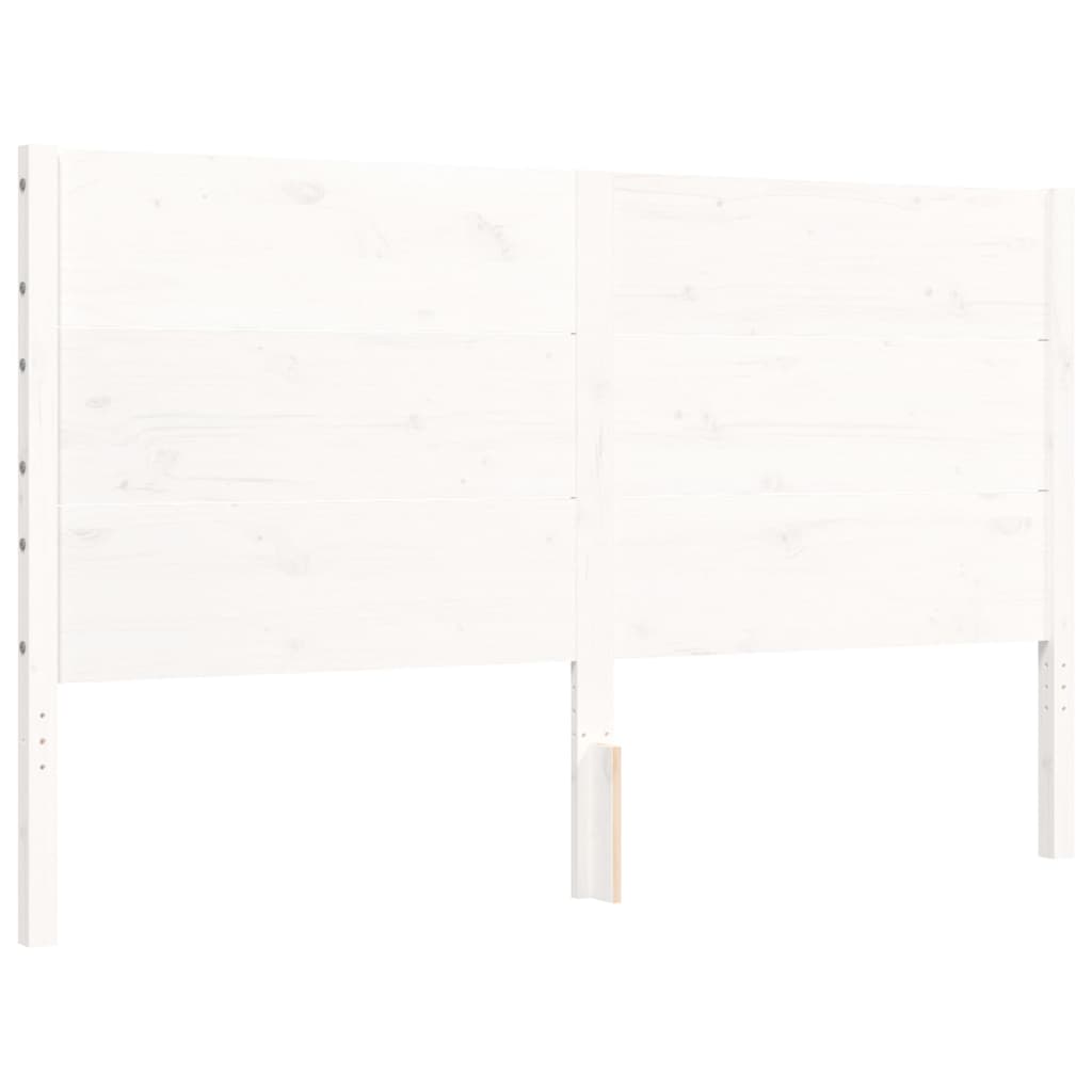 vidaXL Estructura de cama con cabecero madera maciza blanco 160x200 cm