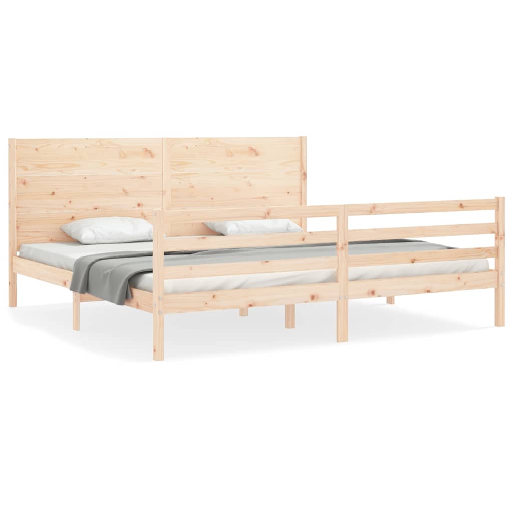 vidaXL Estructura de cama de matrimonio con cabecero madera maciza