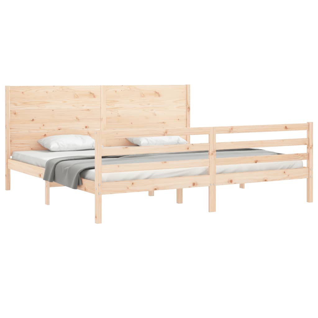 vidaXL Estructura de cama de matrimonio con cabecero madera maciza