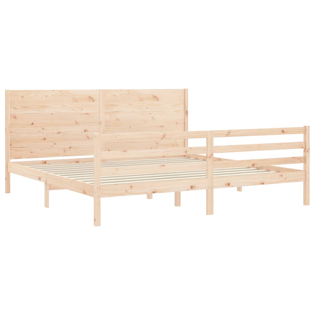 vidaXL Estructura de cama de matrimonio con cabecero madera maciza