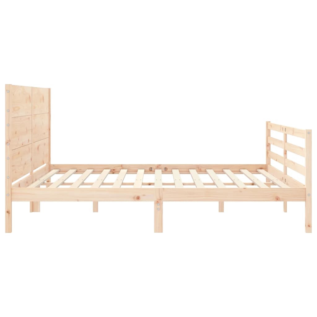 vidaXL Estructura de cama de matrimonio con cabecero madera maciza