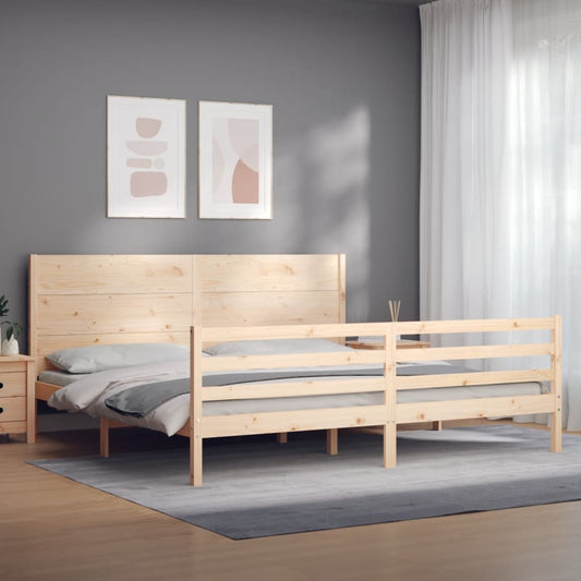 vidaXL Estructura de cama de matrimonio con cabecero madera maciza