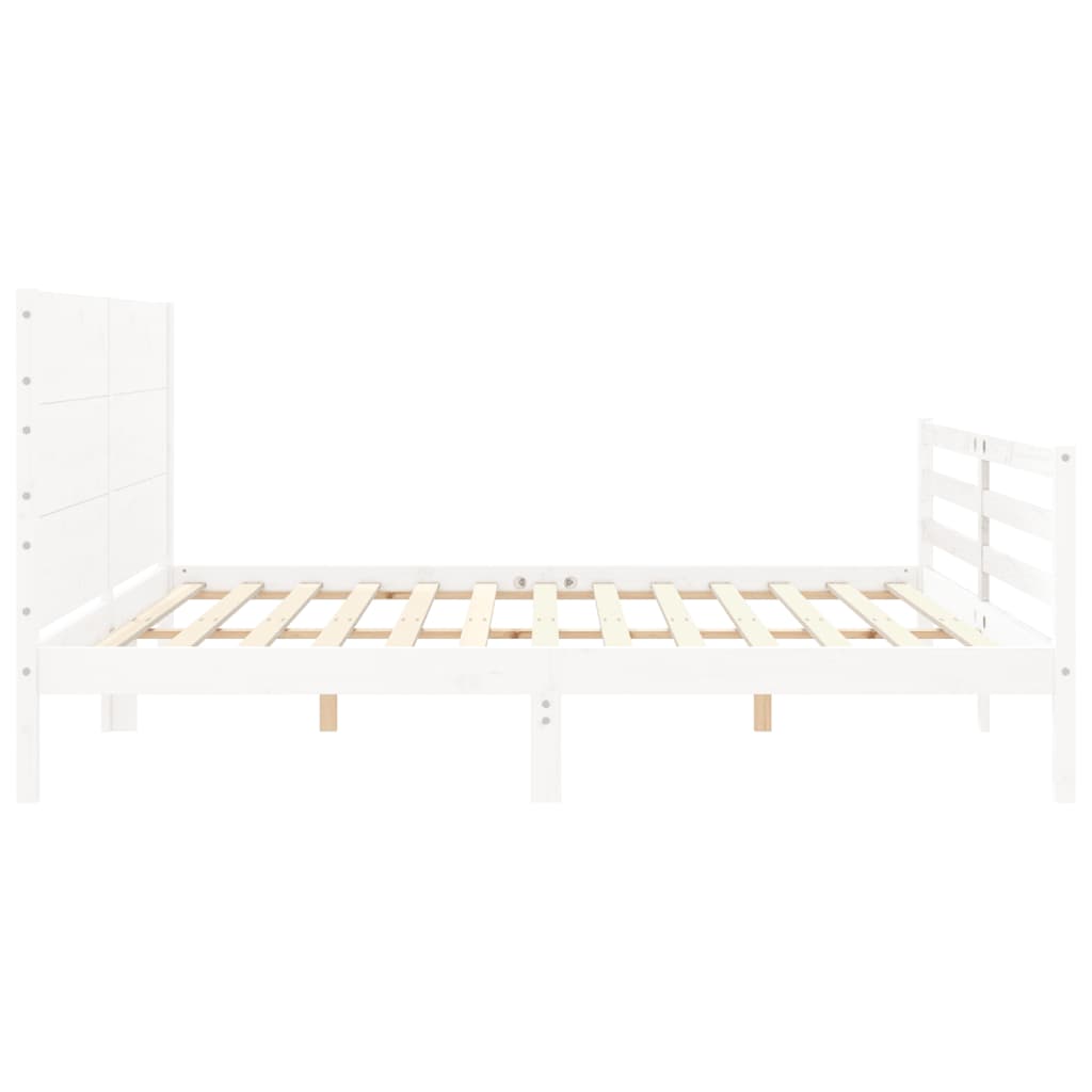 vidaXL Estructura cama de matrimonio con cabecero madera maciza blanco