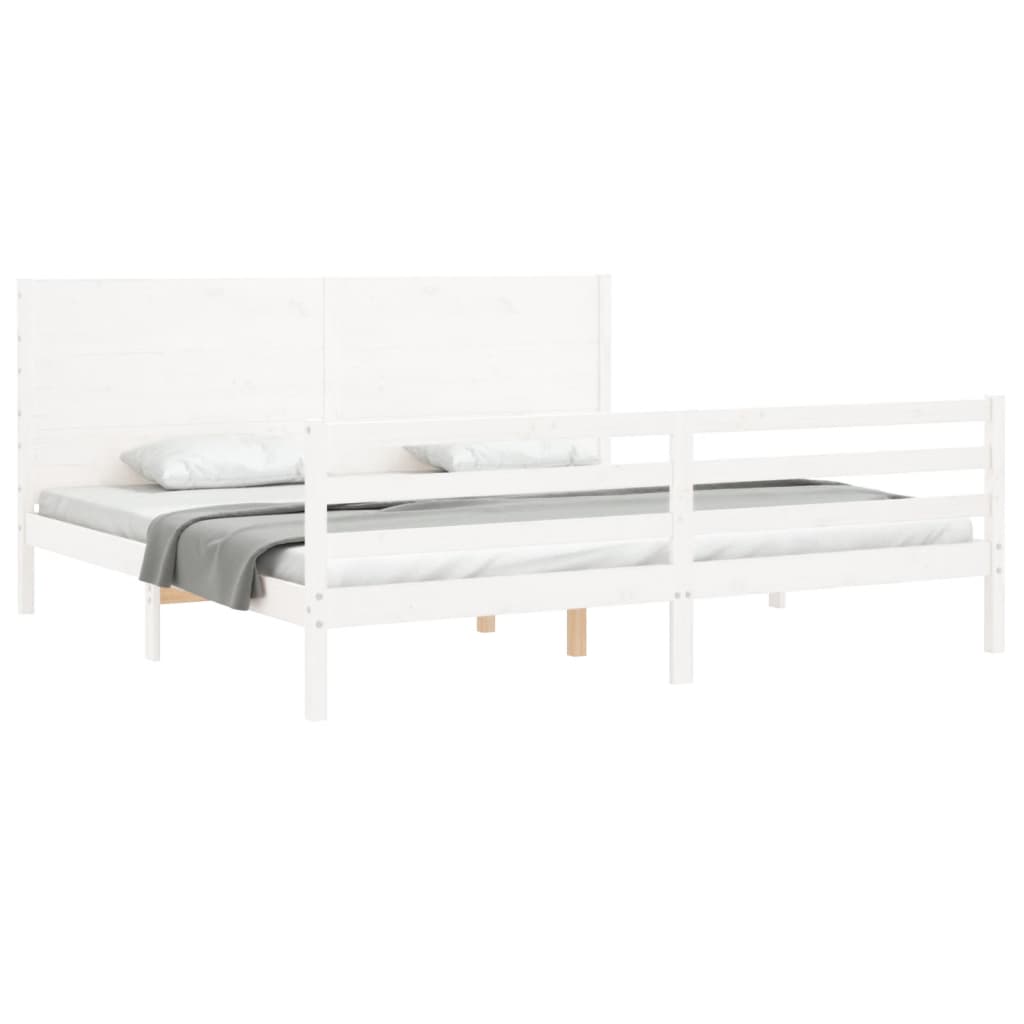 vidaXL Estructura de cama con cabecero madera maciza blanco 200x200 cm