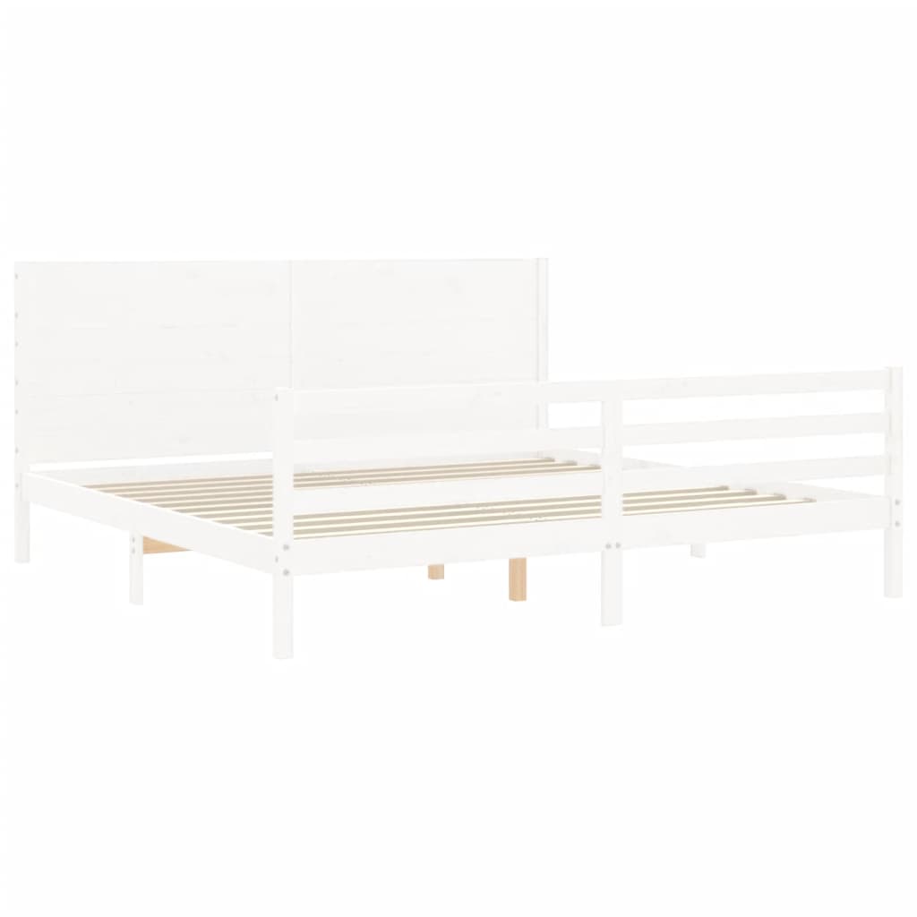 vidaXL Estructura de cama con cabecero madera maciza blanco 200x200 cm