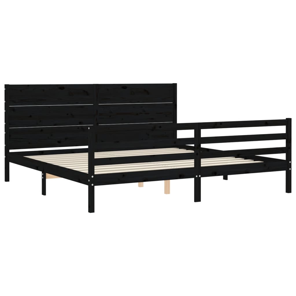 vidaXL Estructura de cama con cabecero madera maciza negro 200x200 cm