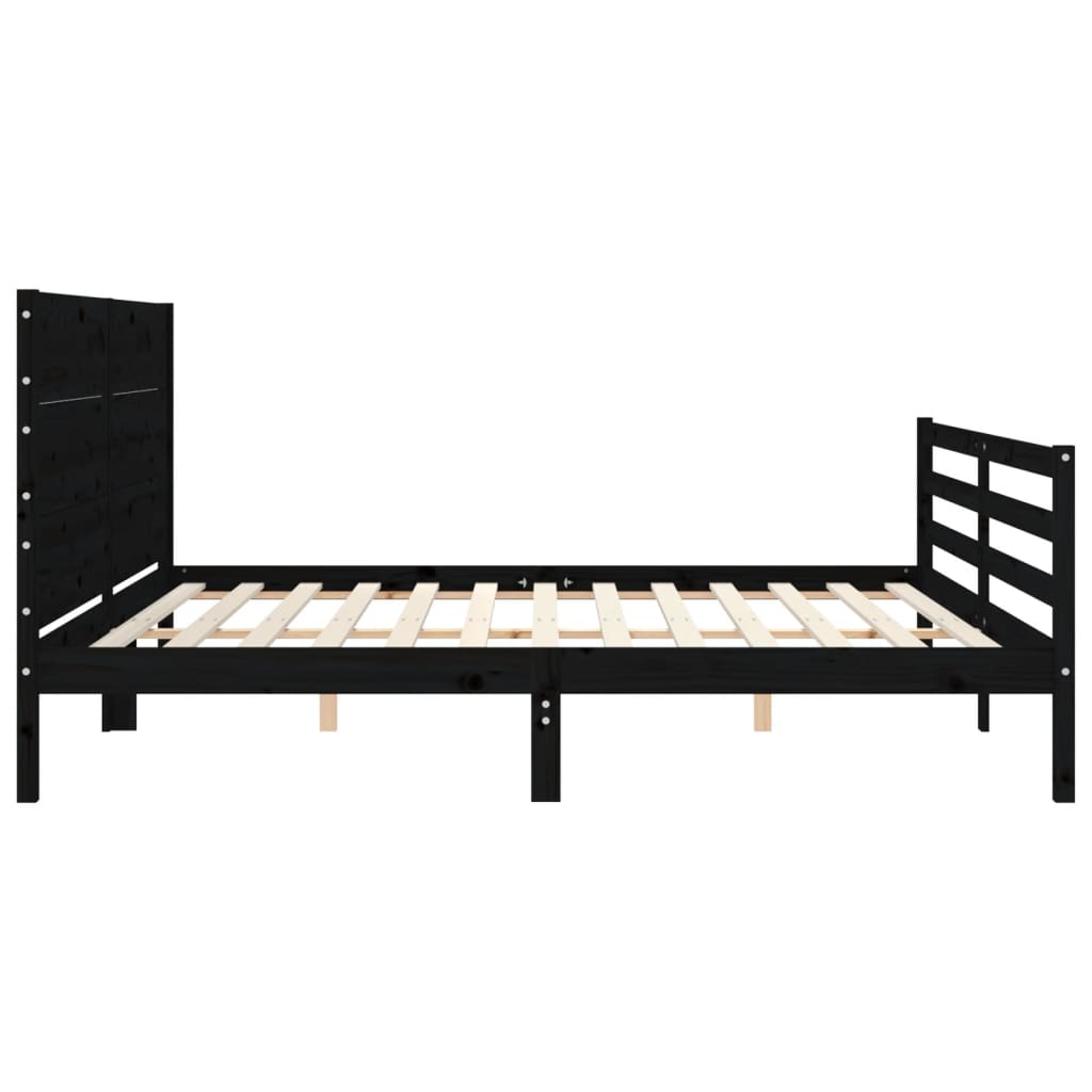 vidaXL Estructura de cama con cabecero madera maciza negro 200x200 cm