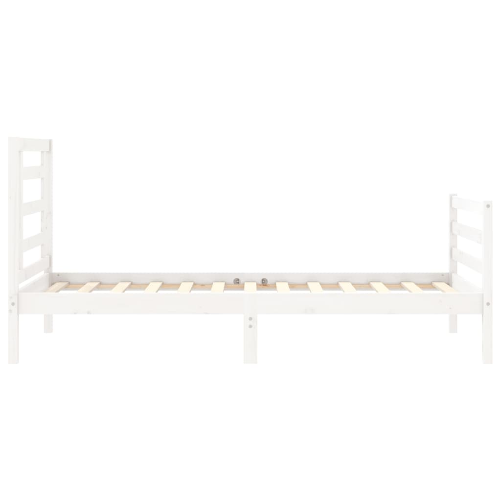 vidaXL Estructura de cama individual con cabecero madera maciza blanco