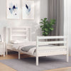 vidaXL Estructura de cama individual con cabecero madera maciza blanco