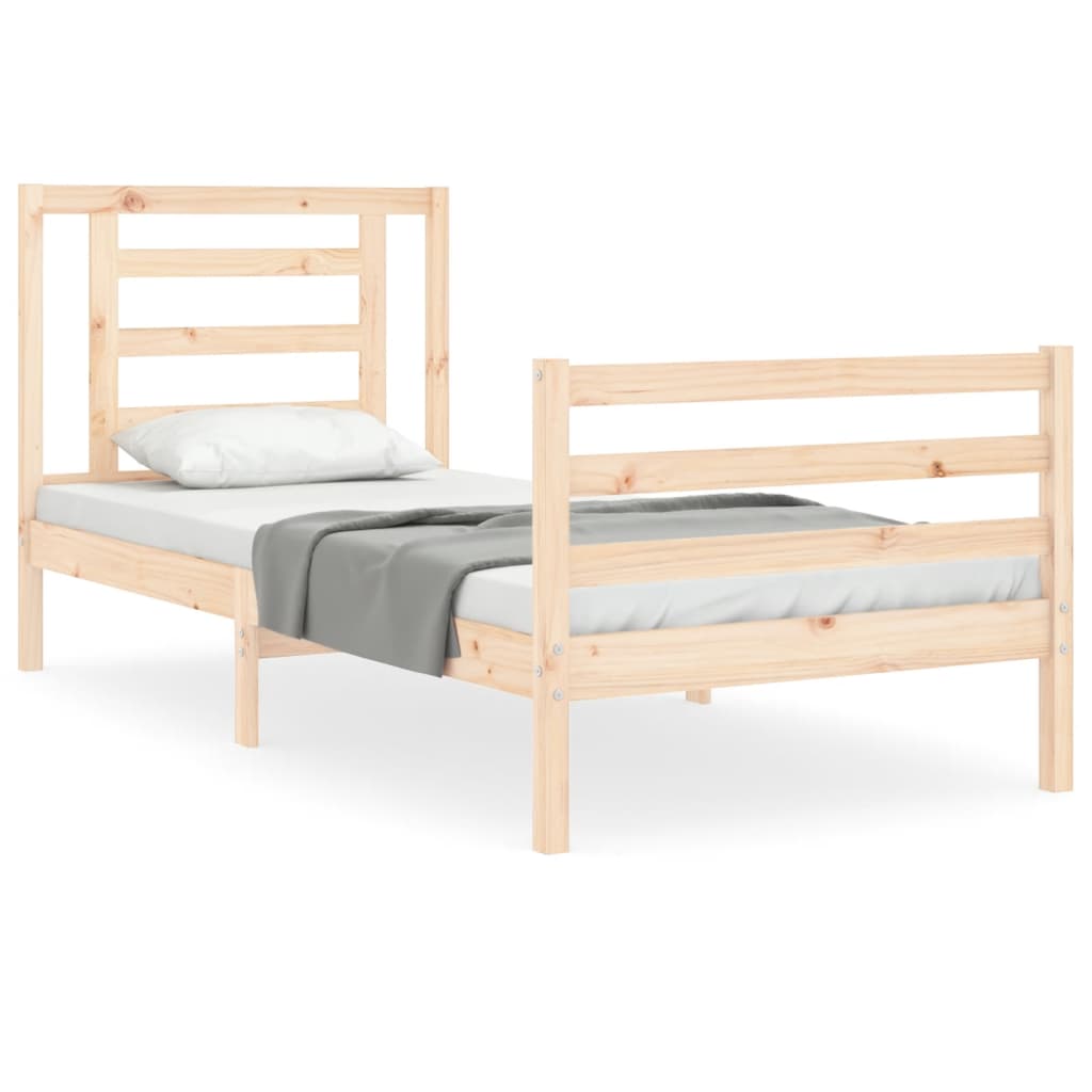 vidaXL Estructura de cama con cabecero madera maciza