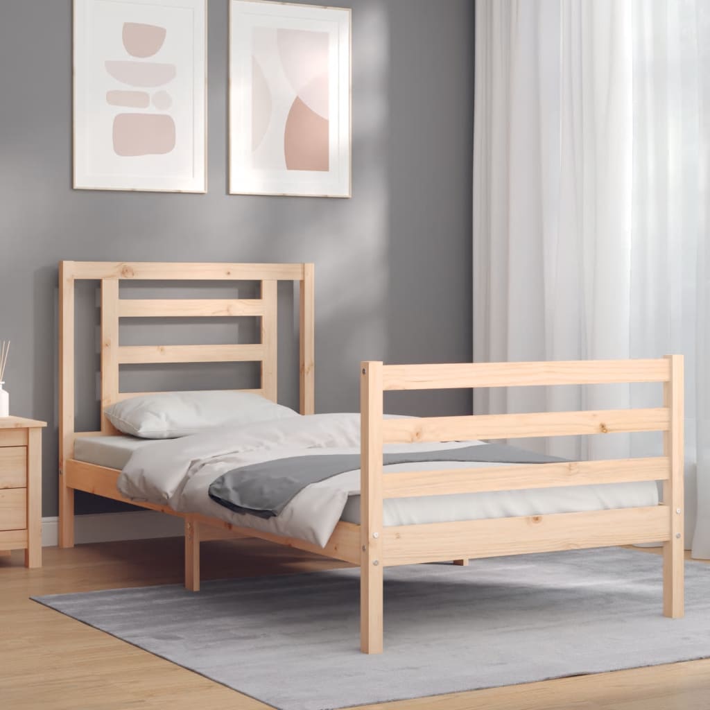 vidaXL Estructura de cama con cabecero madera maciza