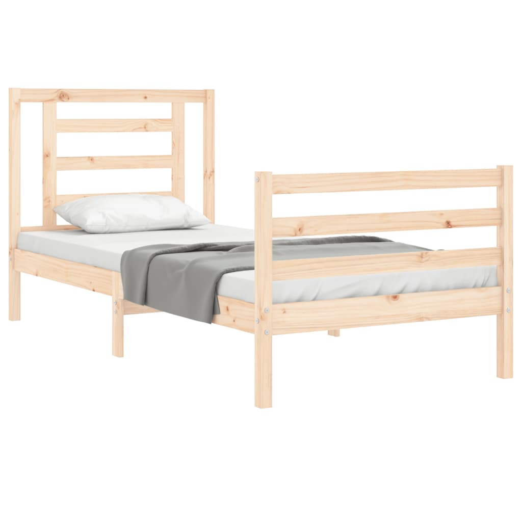 vidaXL Estructura de cama con cabecero madera maciza