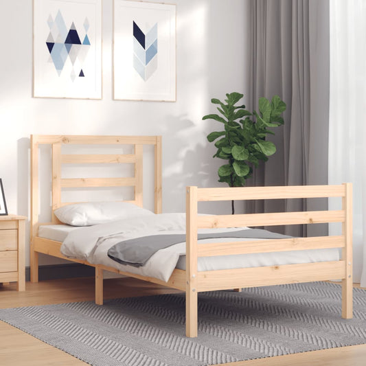 vidaXL Estructura de cama con cabecero madera maciza