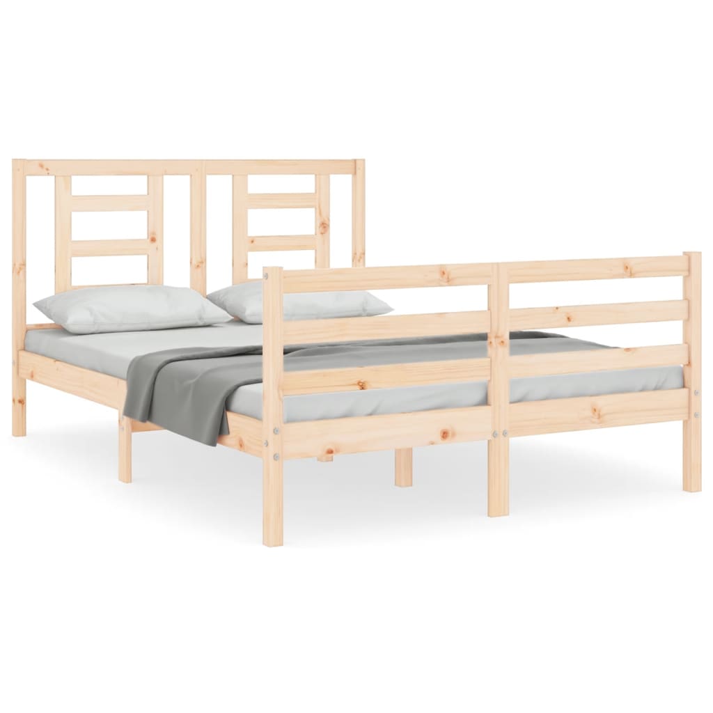 vidaXL Estructura de cama de matrimonio con cabecero madera maciza