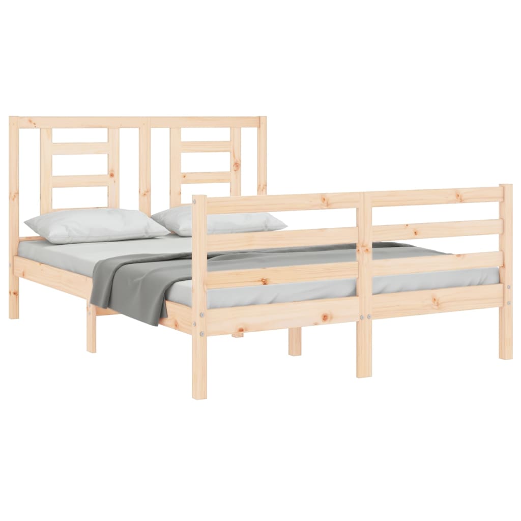 vidaXL Estructura de cama de matrimonio con cabecero madera maciza