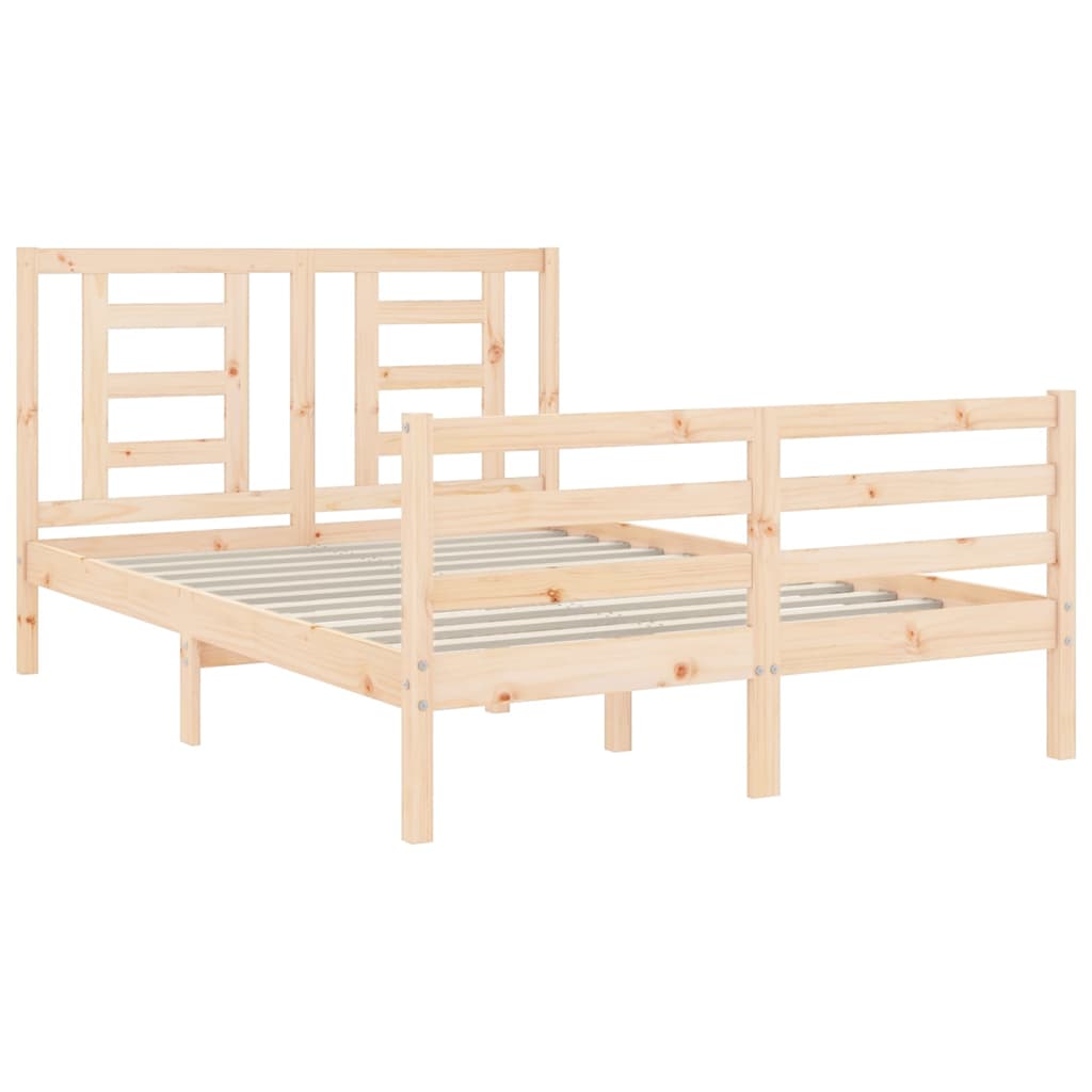 vidaXL Estructura de cama de matrimonio con cabecero madera maciza