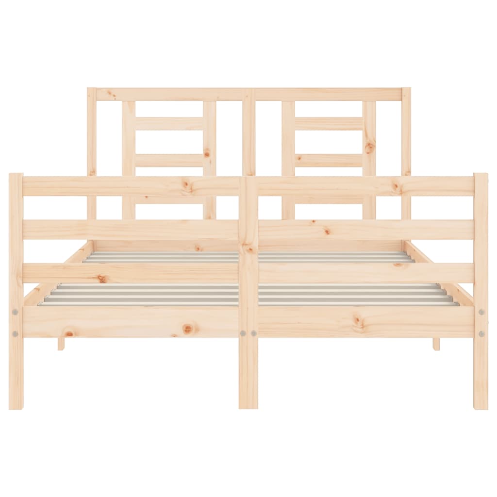 vidaXL Estructura de cama de matrimonio con cabecero madera maciza