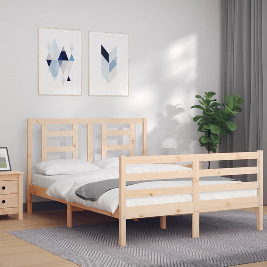 vidaXL Estructura de cama de matrimonio con cabecero madera maciza