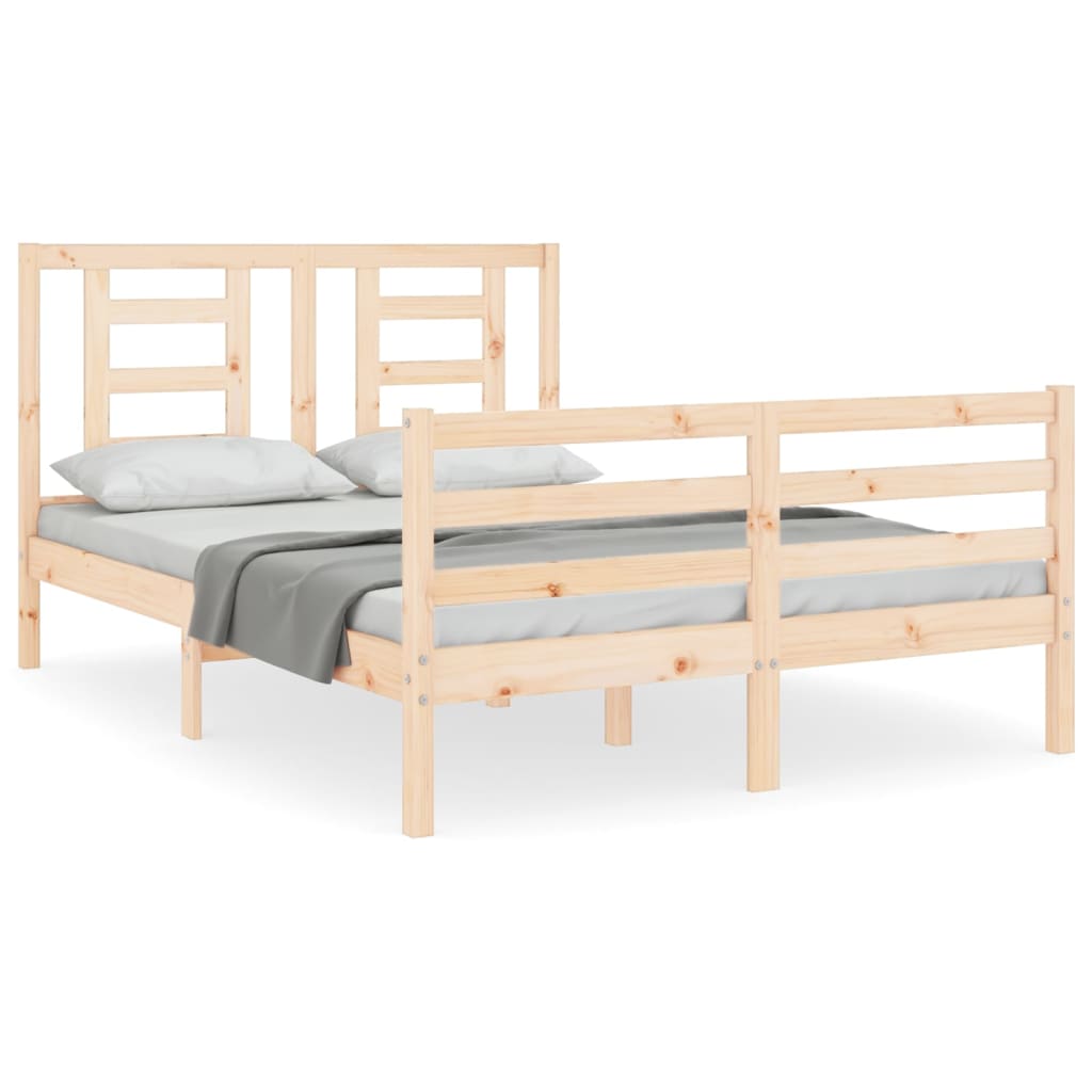 vidaXL Estructura de cama con cabecero madera maciza 140x190 cm