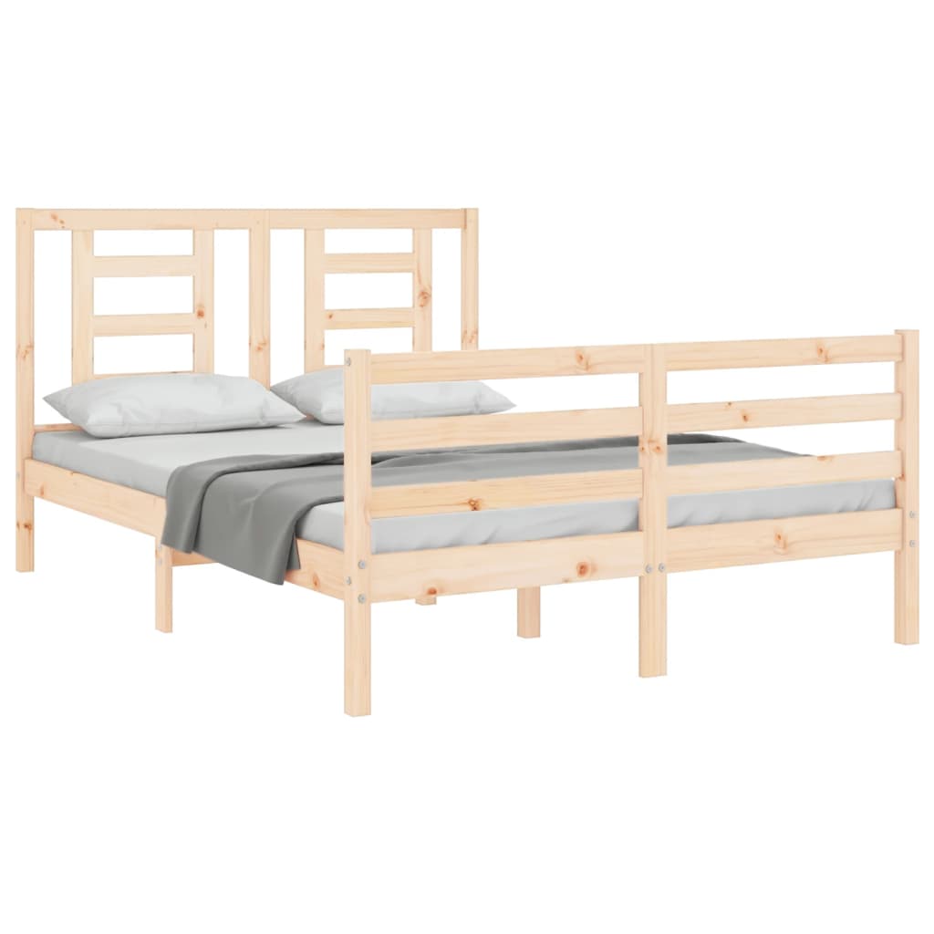 vidaXL Estructura de cama con cabecero madera maciza 140x190 cm