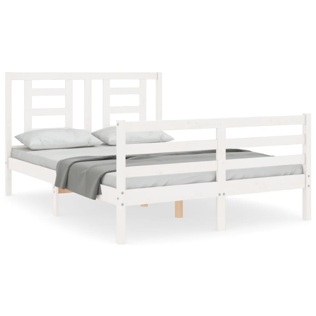 vidaXL Estructura de cama con cabecero madera maciza blanco 140x190 cm