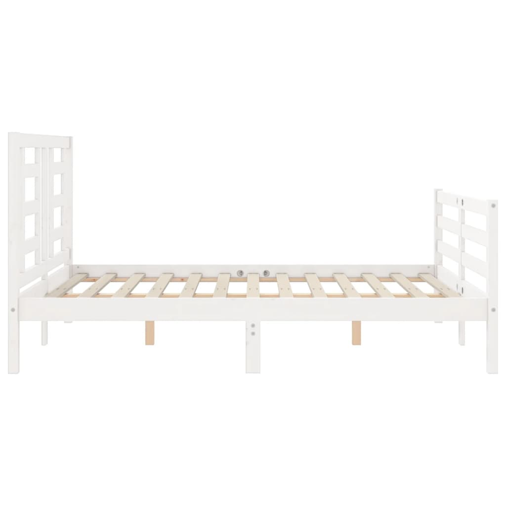 vidaXL Estructura de cama con cabecero madera maciza blanco 140x190 cm