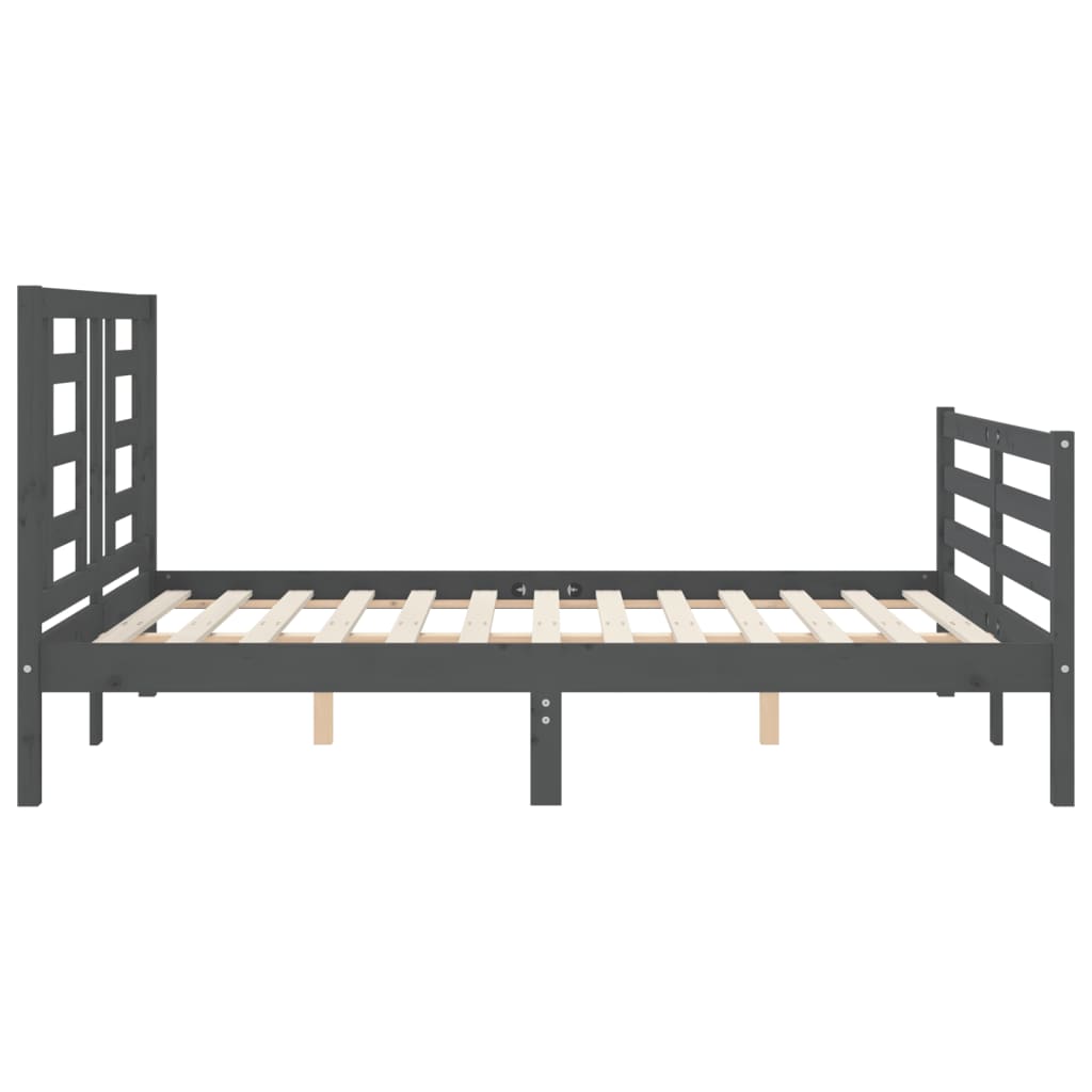 vidaXL Estructura de cama con cabecero madera maciza gris 140x190 cm