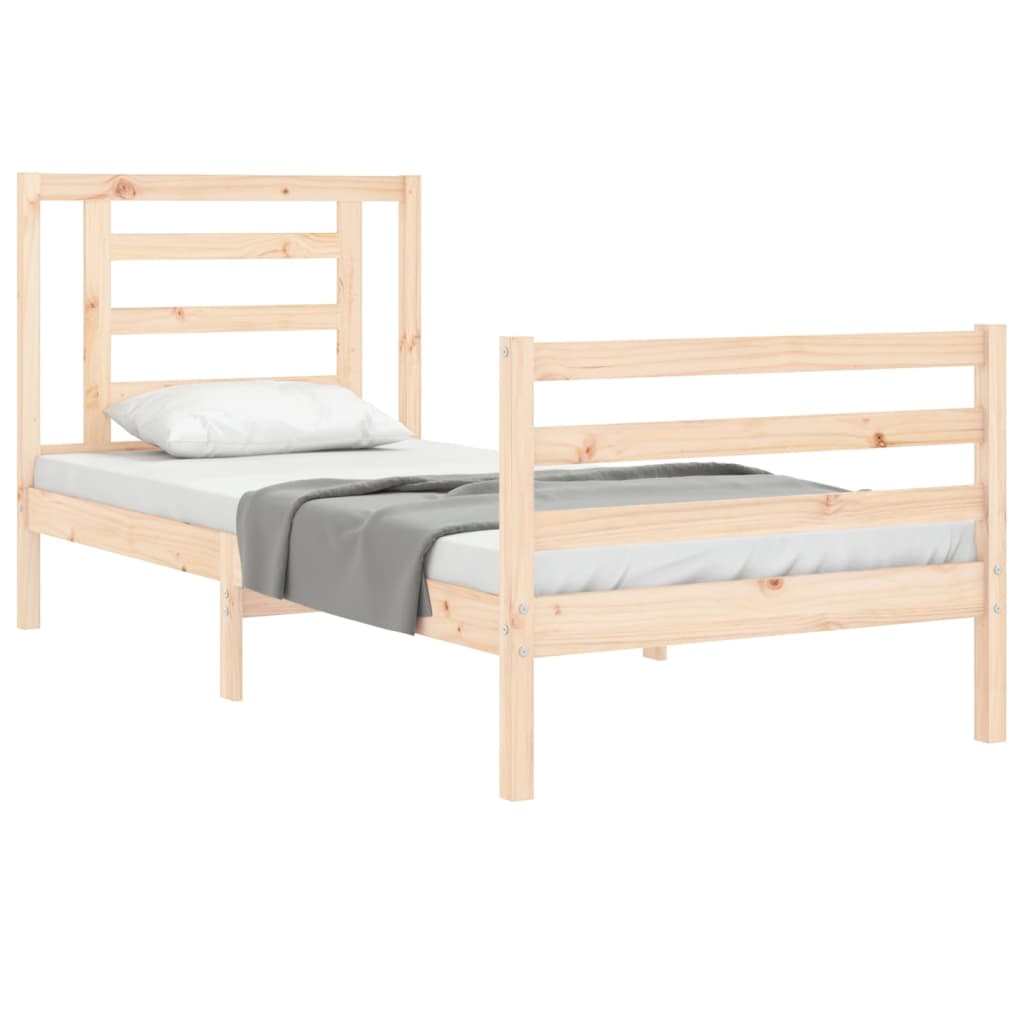 vidaXL Estructura de cama con cabecero madera maciza 90x200 cm