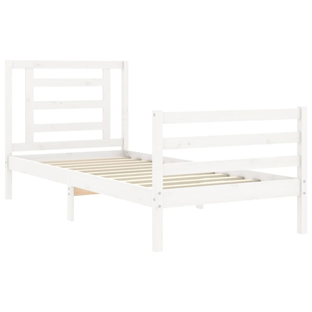 vidaXL Estructura de cama con cabecero madera maciza blanco 90x200 cm