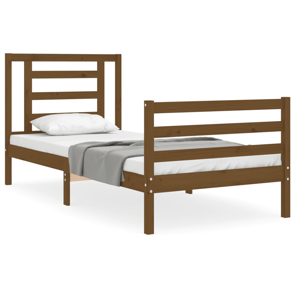 vidaXL Estructura cama con cabecero madera maciza marrón miel 90x200cm