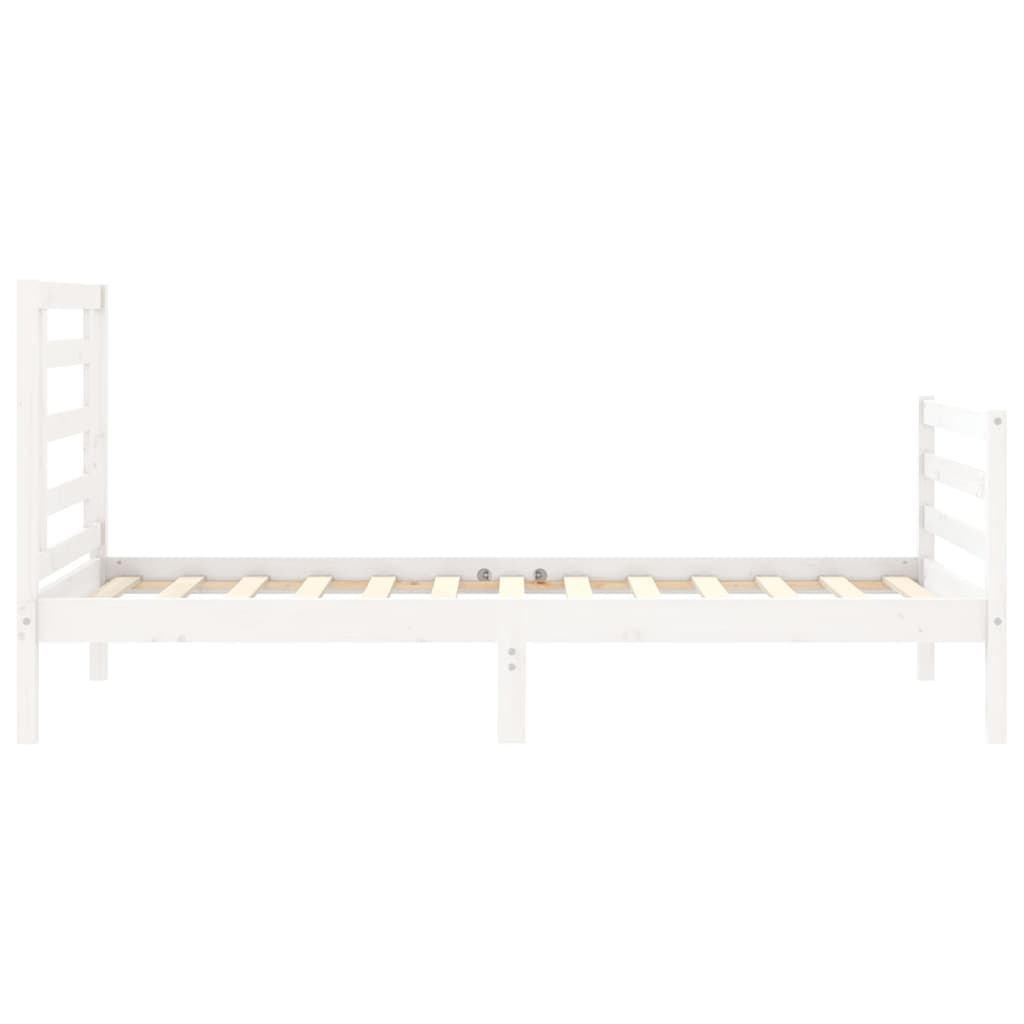 vidaXL Estructura de cama con cabecero madera maciza blanco 100x200 cm