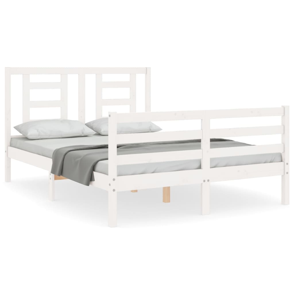 vidaXL Estructura de cama con cabecero madera maciza blanco 120x200 cm