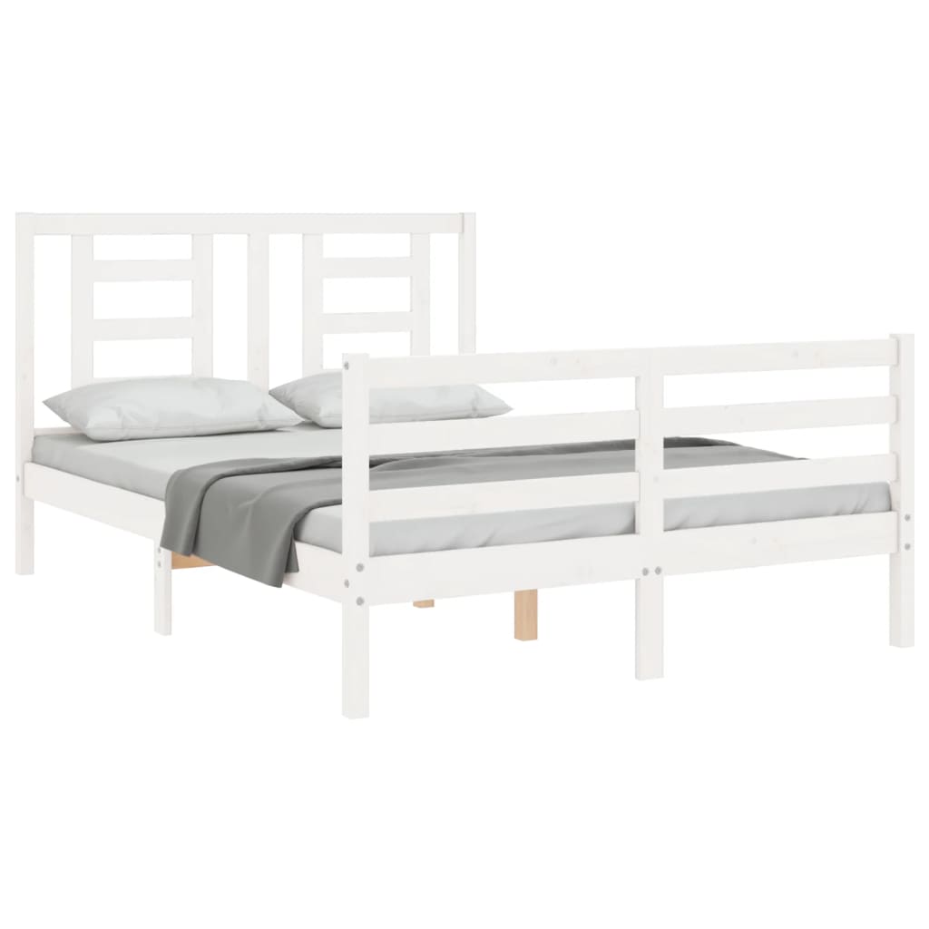 vidaXL Estructura de cama con cabecero madera maciza blanco 120x200 cm