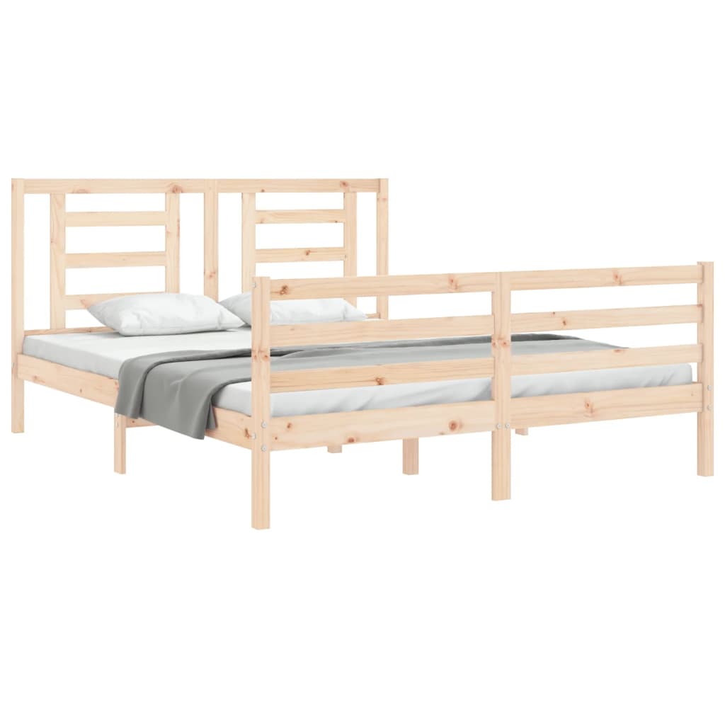 vidaXL Estructura de cama de matrimonio con cabecero madera maciza