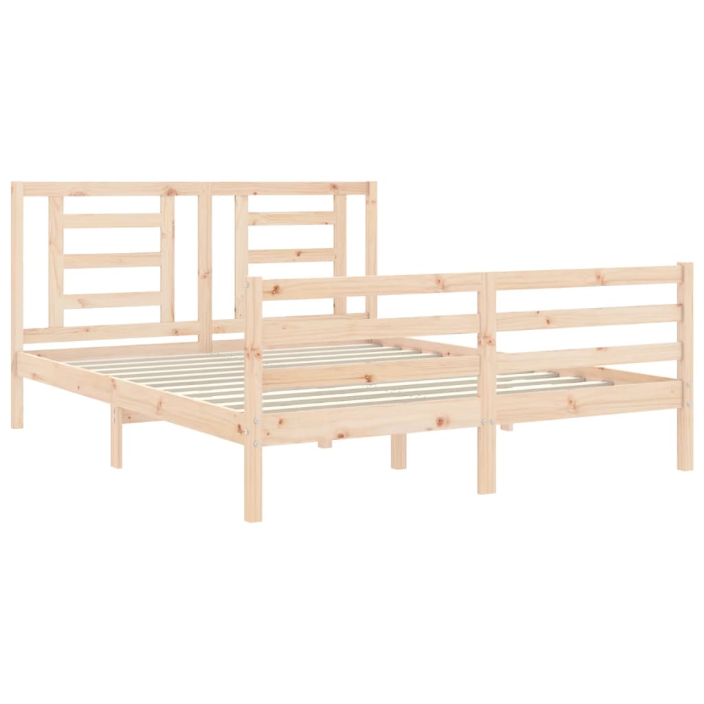 vidaXL Estructura de cama de matrimonio con cabecero madera maciza