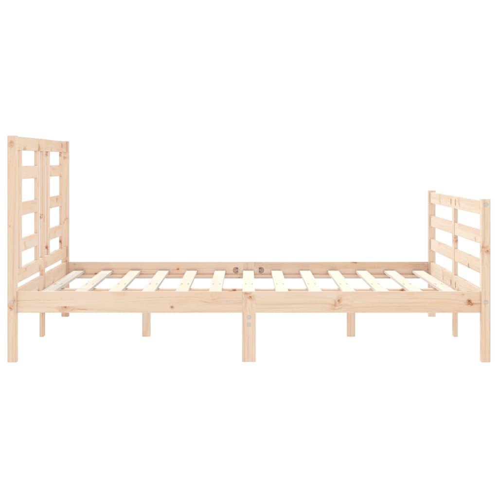 vidaXL Estructura de cama de matrimonio con cabecero madera maciza